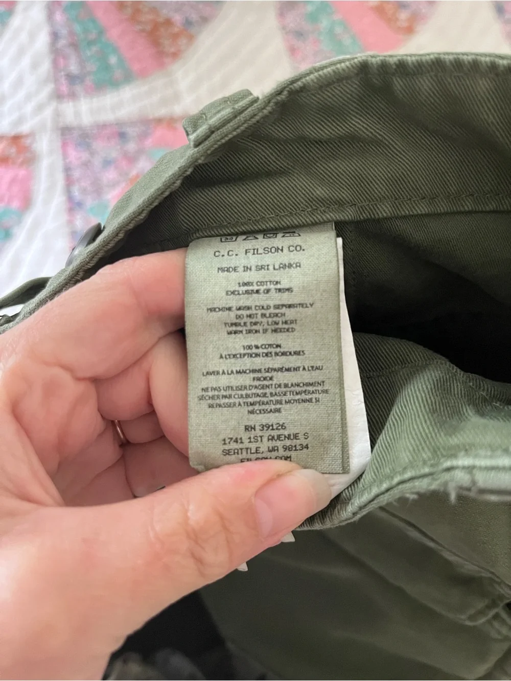 Filson Olive Green Utility Cargo Shorts